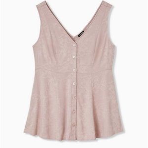 Fit and Flare Jacquard Button Front Tank